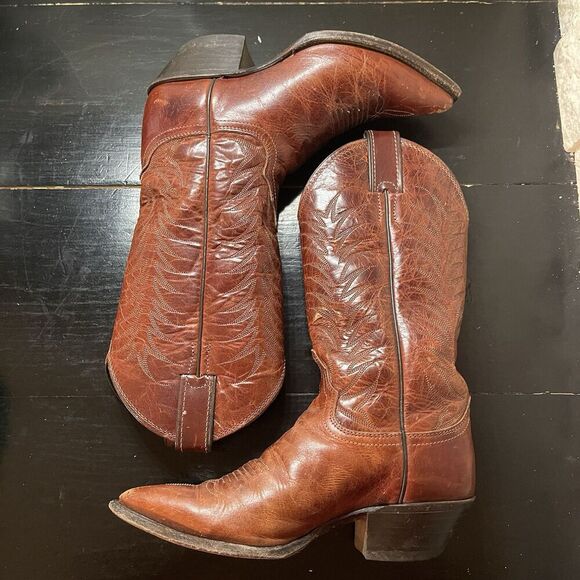 Justin Boots Women’s Size 6.5 B Western Cowgirl Brown Leather Pointed Toe L4606 - Picture 5 of 9